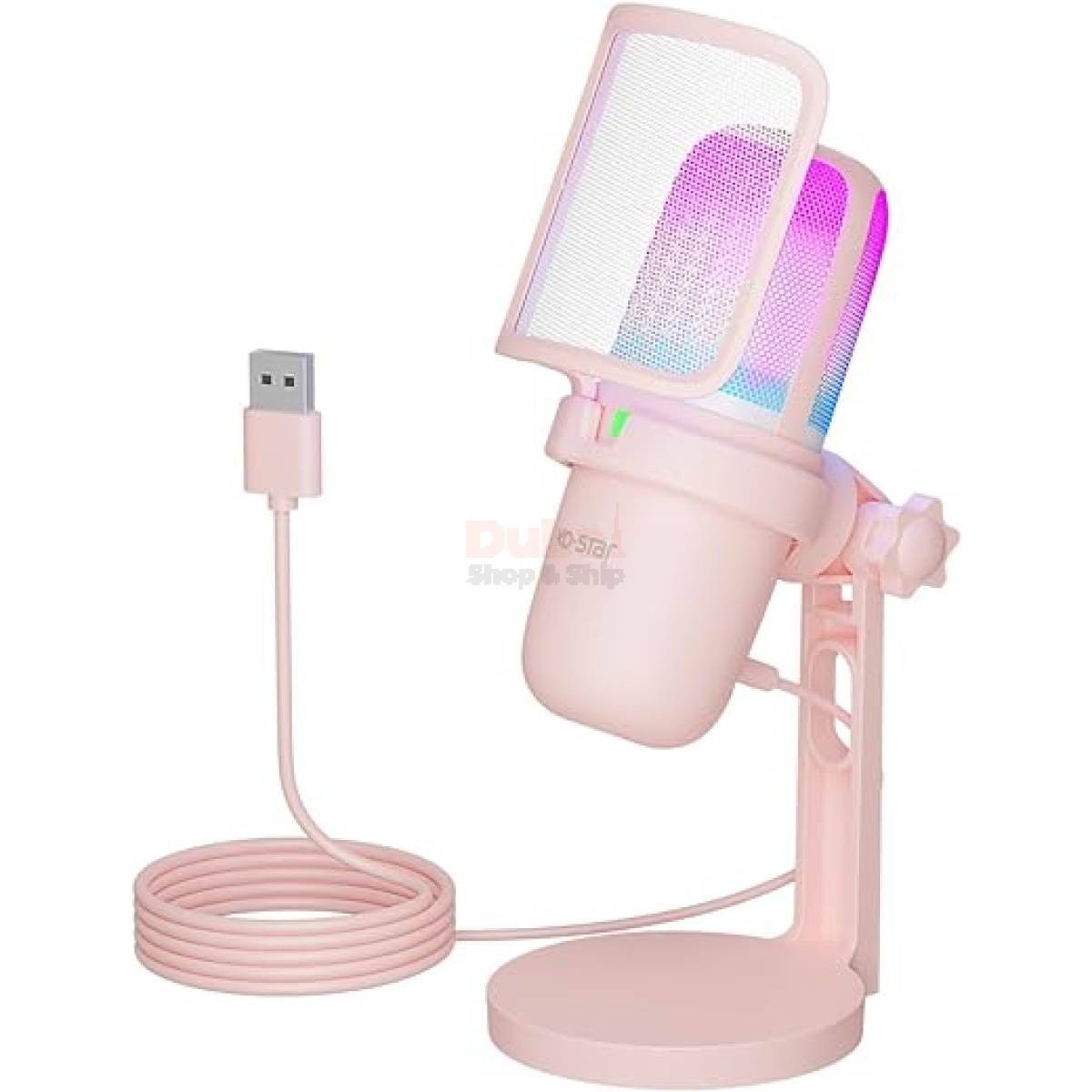 KO-STAR USB Microphone for PC,Computer Gaming Mic for PS4/ PS5/ Mac,Condenser Mic with Quick Mute,RGB Light,Pop Filter,Shock Mount for Recording,Streaming,Podcasting,YouTube (Pink)